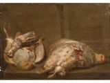 tableau représentant deux oiseaux morts sur un rebord près d'une fenêtre