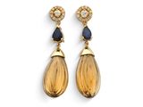 une paire de boucles d'oreilles en saphir jaune et diamants