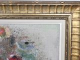 a picture of a painting of a vase of flowers
