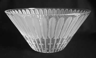black and white photograph of a glass bowl on a table
