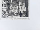 a black and white drawing of a street scene