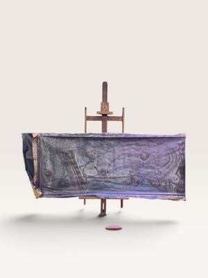 un chevalet sur lequel est posé un tableau et un autre tableau