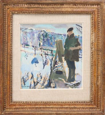 une image représentant un tableau où l'on voit un homme debout dans la neige