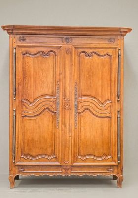an image of a wooden cabinet with two doors and a drawer