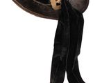 black velvet pirate hat with gold buckles and a black ribbon