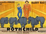 an old movie poster of a man in a suit and tie with a bunch of elephants