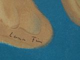 a painting of a person ' s feet with a handwritten message on it