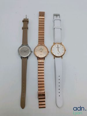 Lot de 3 montres pour femme en cuir et en acier - GO MADEMOI…