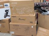 several cardboard boxes stacked on top of each other on a sidewalk