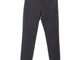 a black pants hanging on a hanger on a white background