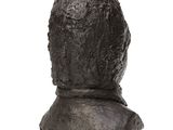 statue of a man ' s head on a pedestal on a white background