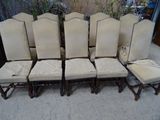 lot de six chaises de salle à manger anciennes avec assise rembourrée