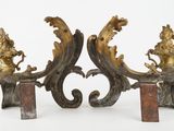 pair of antique bronze and marble bookends on marble bases