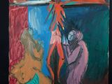 tableau représentant deux tableaux représentant un homme et une femme sur une croix