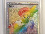 a close up of a card in a plastic case on a table
