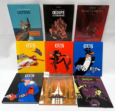 several books on a white table with a white background