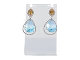 a pair of blue topaze and citrine earrings