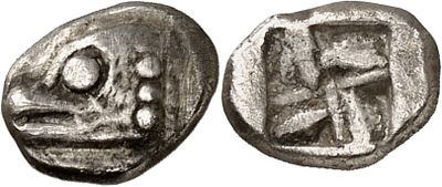 a silver coin with an image of a man and a woman on it