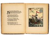 un livre ouvert sur lequel figure l'image d'un bateau
