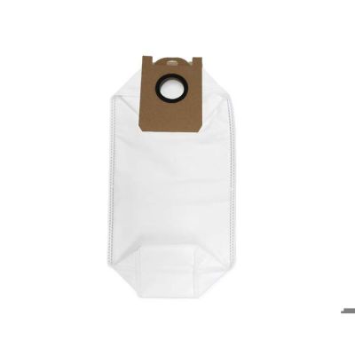 a close up of a white bag with a brown handle