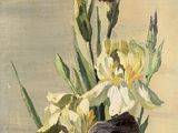 a painting of flowers in a vase on a table