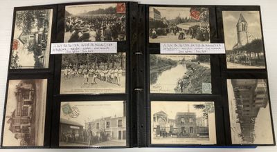 plusieurs vieilles photos en noir et blanc d'une ville avec une tour horloge