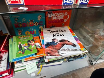 de nombreux livres pour enfants exposés dans une vitrine
