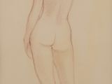 un dessin représentant une femme nue debout, de dos par rapport à la caméra