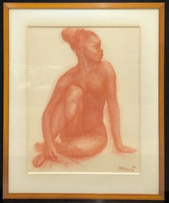 l'image d'un dessin d'une femme nue assise sur le sol