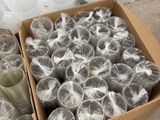 a box full of plastic cups sitting on the floor