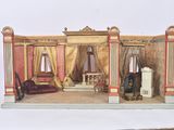 une maquette d'un salon avec un canapé et des fauteuils