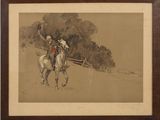 painting of a man riding a horse on a dirt road