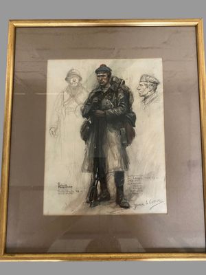 une image représentant le dessin d'un homme portant un chapeau et un manteau