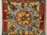 an image of a colorful tapestry hanging on a wall