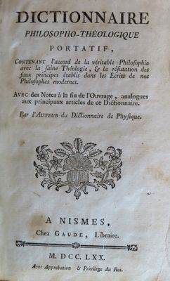 88.	[PAULIEN (Aimé-Henri)]. Dictionnaire philosopho-théologi…
