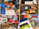 four pictures of a variety of items in a box