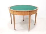 a table that has a green top on it