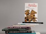 plusieurs livres sont empilés sur une table
