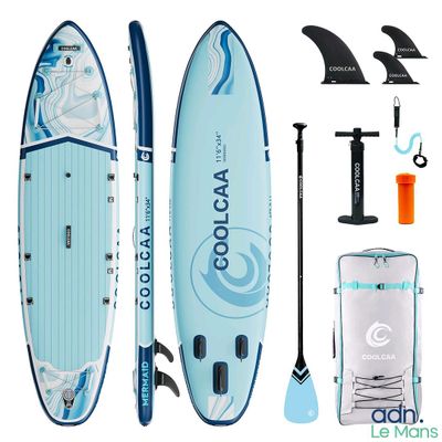 a close up of a surfboard with paddles and other items