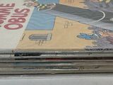 a stack of comics sitting on a table