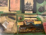 a display of various items on display in a glass case