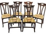lot de six chaises de salle à manger en acajou avec assises rembourrées à motifs floraux