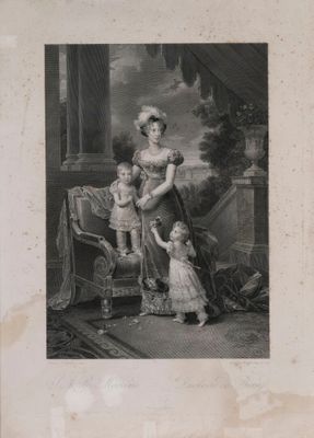 une vieille photo en noir et blanc représentant une femme et deux enfants