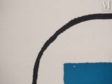 an abstract painting of a circle with a blue center and a black center