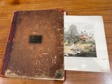 an old book with a picture of a dog on it