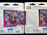 packaging design for a pokemon card game featuring a yellow and red dragon