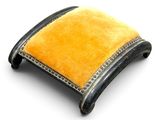 a yellow cushion on a white background with a black frame