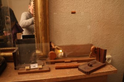 Ensemble de porte photo de bureau en bois et plexi XX° siècl… - Photo 1