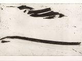 a black and white picture of a painting on a wall
