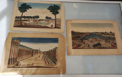 Lot de 7 vues d'optique par Chereau, aquarelle -Le port de P…